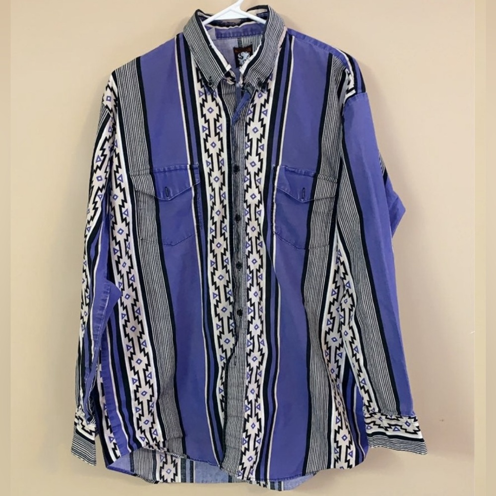 Karman Purple Aztec Button Down Shirt